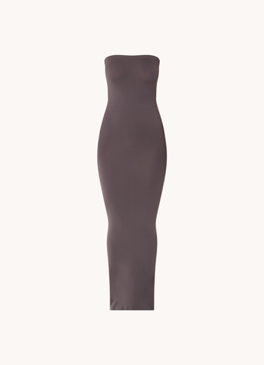 Wolford Fatal maxi jurk met stretch - voorkant taupe