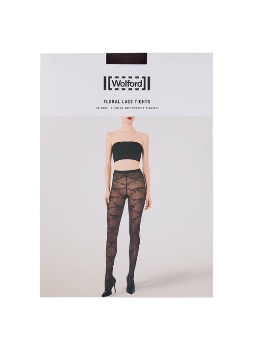 Wolford Floral Lace panty van kant in 25 denier - voorkant aubergine