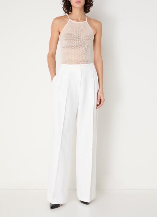 Wolford Graphic Floral string body met opengewerkt dessin - voorkant 2 gebroken wit