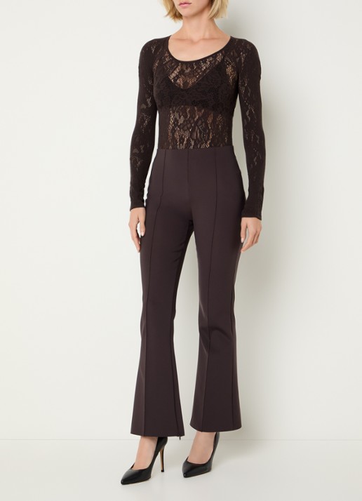 Wolford Infinite Rose mini jurk met opengewerkt dessin - voorkant 2 donkerbruin