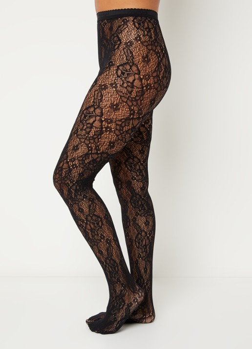 Wolford Infinite Rose netpanty - voorkant 4 zwart