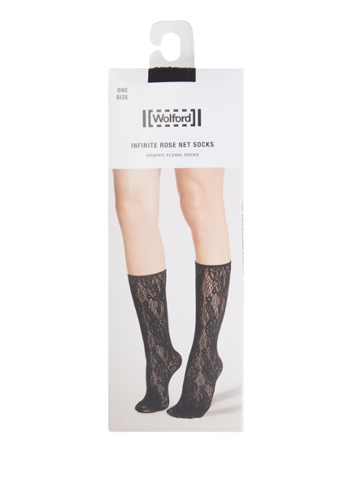 Wolford Infinite Rose pantysokken - voorkant zwart