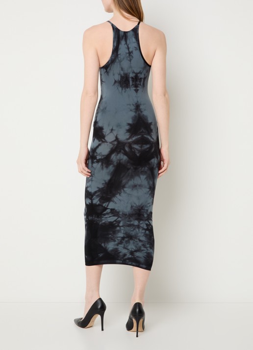 Wolford Ink midi halterjurk met tie-dye dessin - achterkant 4 zwart