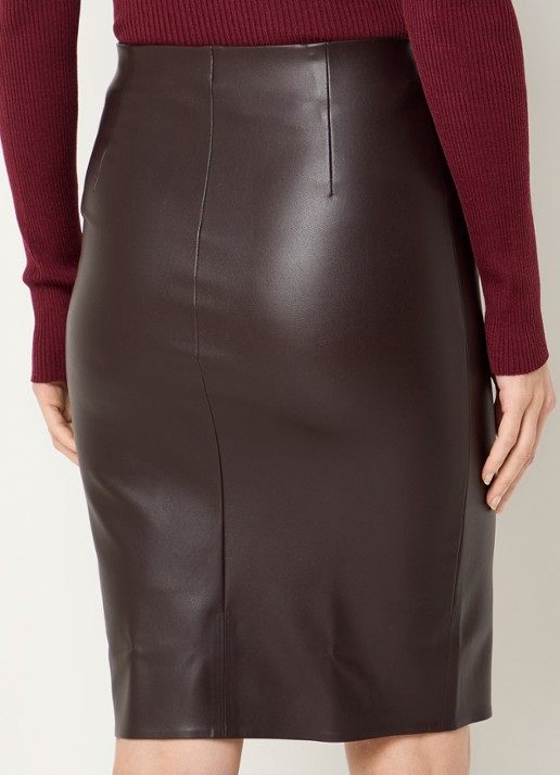 Wolford Jenna minirok van imitatieleer - achterkant chocoladebruin
