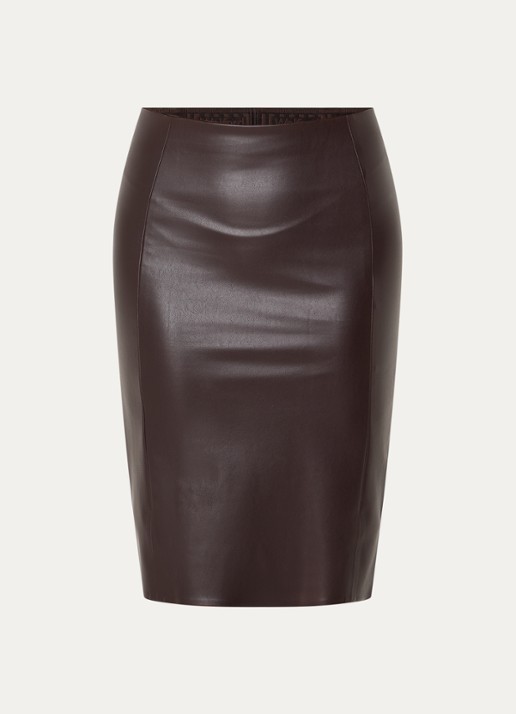 Wolford Jenna minirok van imitatieleer - voorkant 2 chocoladebruin