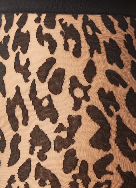 Wolford Josey panty met panterprint in 20 denier - detail donkerbeige