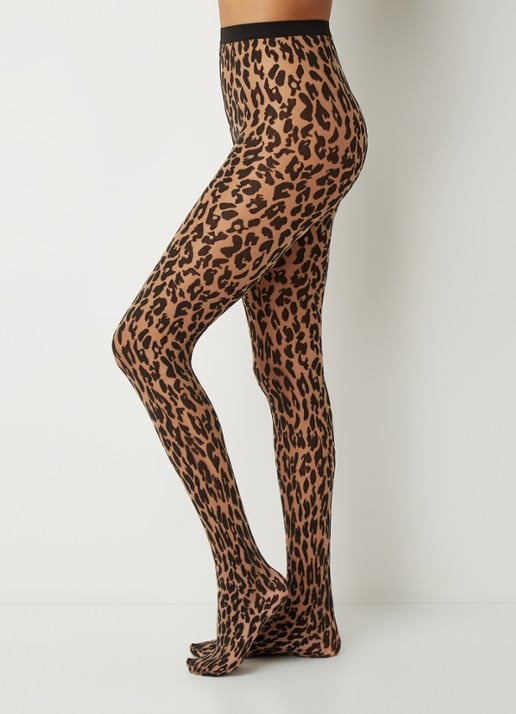 Wolford Josey panty met panterprint in 20 denier - voorkant 4 donkerbeige
