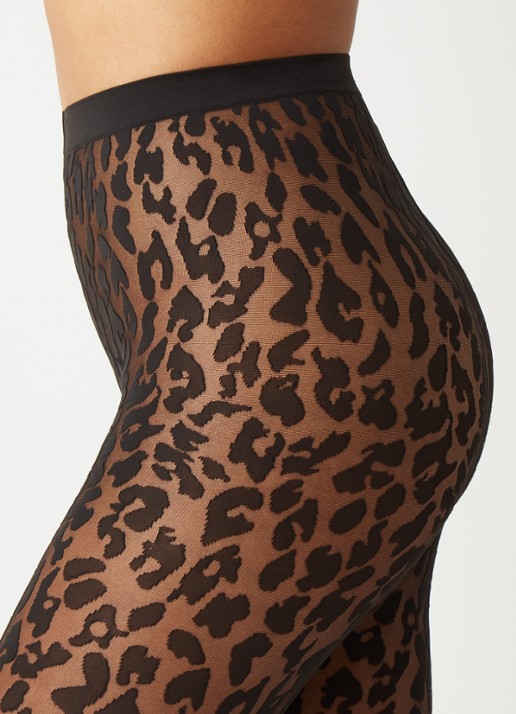 Wolford Josey panty met panterprint in 20 denier - detail 4 diepzwart