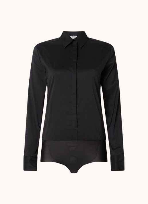 Wolford London Effect body met blinde knoopsluiting - voorkant diepzwart