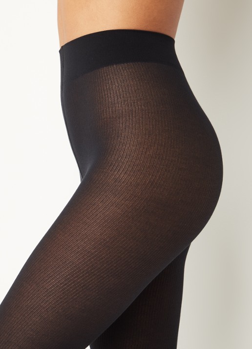 Wolford Mary rib panty in 70 denier - detail 2 diepzwart