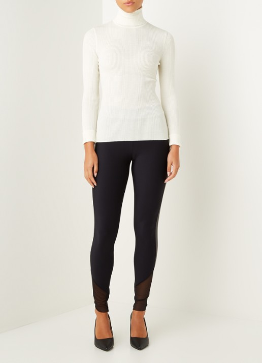 Wolford Merino ribgebreide trui van wol met col - voorkant 3 gebroken wit