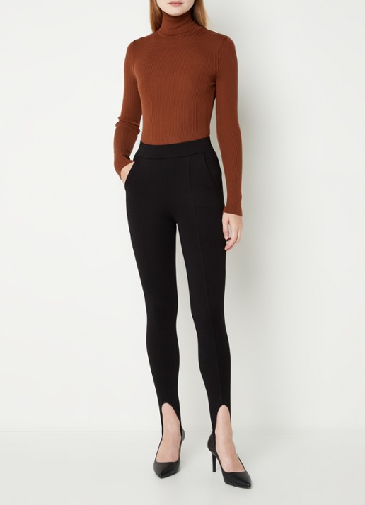 Wolford Merino ribgebreide trui van wol met col - voorkant 3 bruin