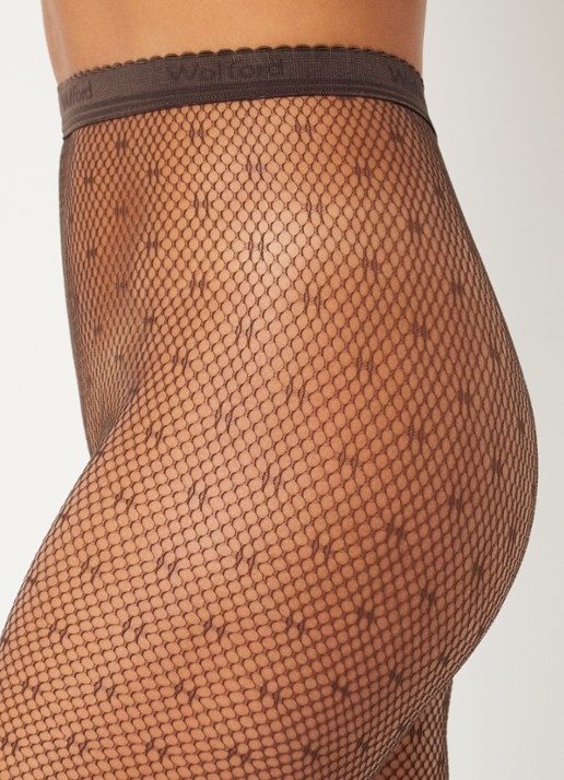 Wolford Netpanty met stippenmotief  - detail 2 bruin