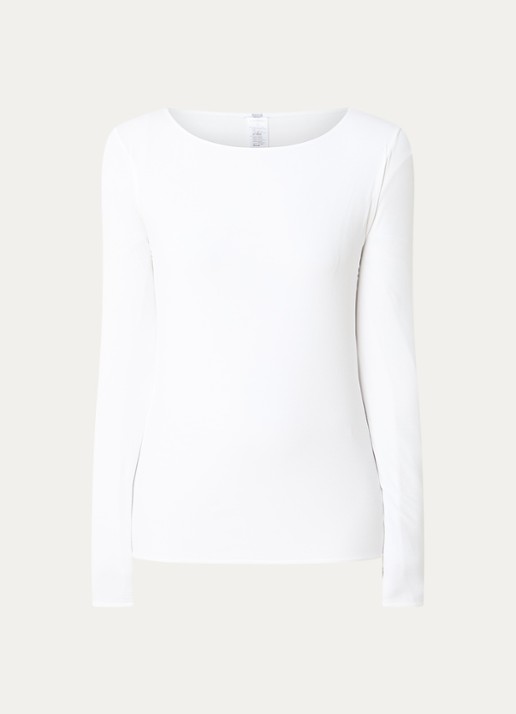 Wolford Pure longsleeve met ronde hals - voorkant wit