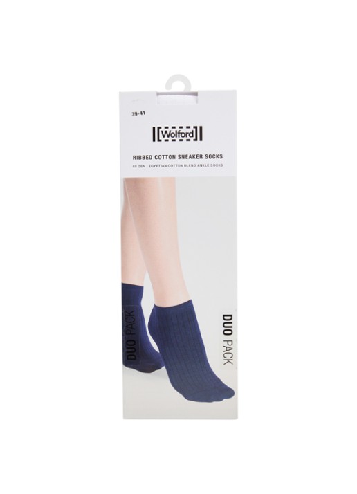 Wolford Ribgebreide sneakersokken in katoenblend in 2-pack