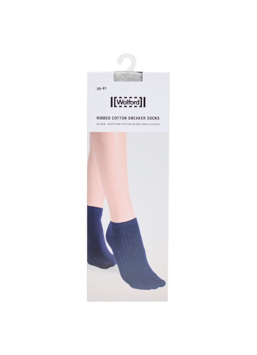 Wolford Ribgebreide sneakersokken in katoenblend - voorkant grijsmele