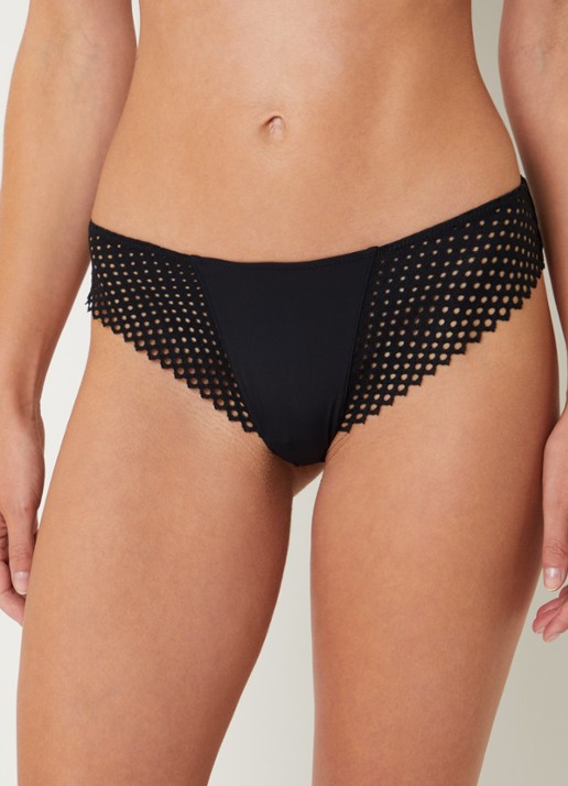 Wolford Romantic slip met opengewerkt dessin - voorkant 3 zwart