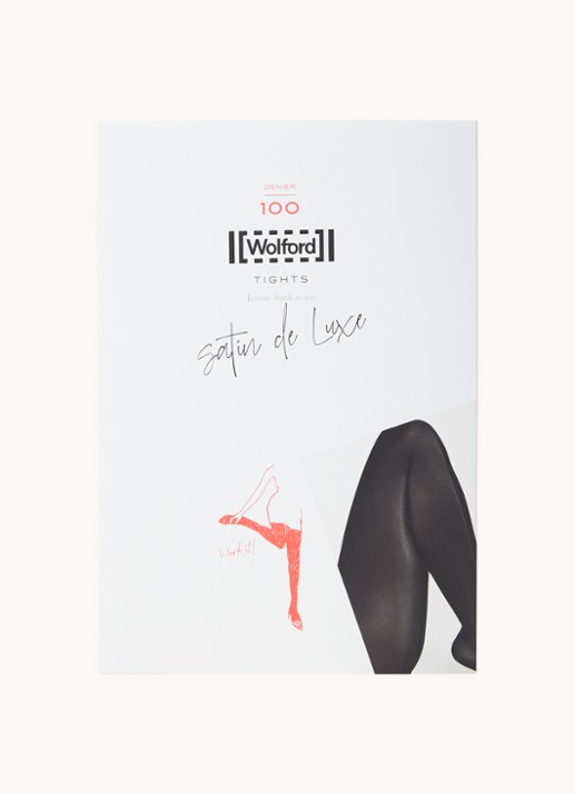Wolford Satin de Luxe panty 100 denier - voorkant 2 zwart