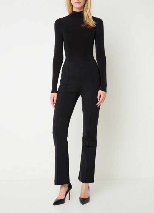 Wolford Scuba high waist flared legging met persplooi - voorkant 2 zwart