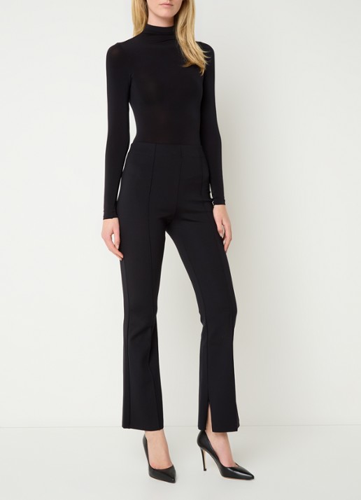 Wolford Scuba high waist flared legging met persplooi - voorkant 3 zwart