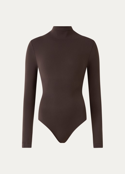 Wolford Shaping stringbody met opengewerkt dessin - voorkant aubergine