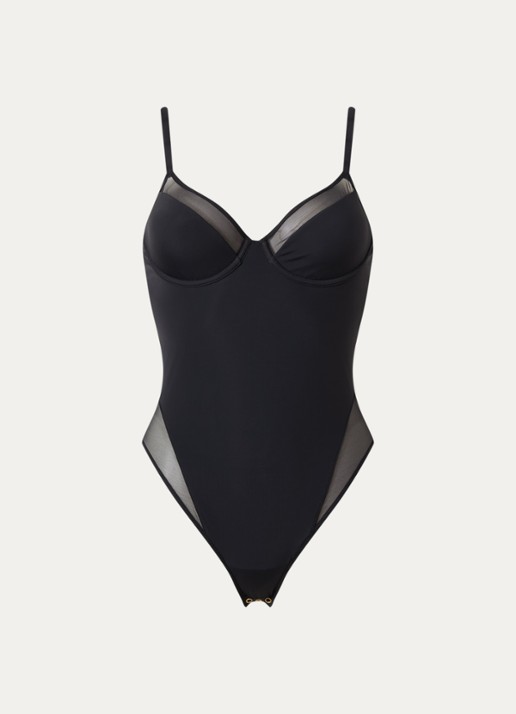 Wolford Sheer Opaque body met beugel - voorkant 2 zwart