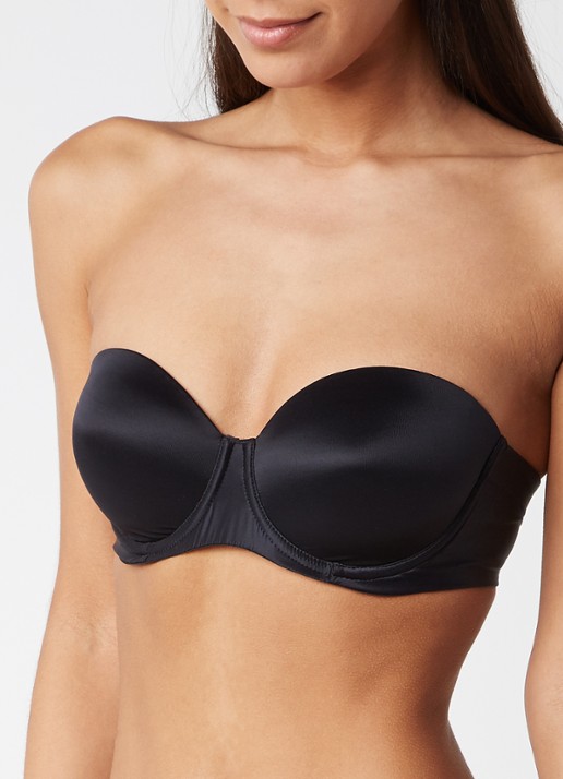 Wolford Sheer Touch voorgevormde strapless bh - voorkant diepzwart
