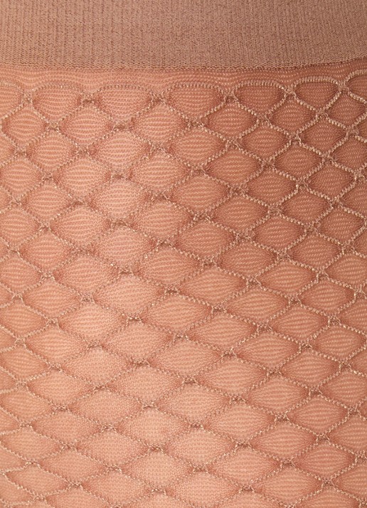 Wolford Shimmer Effect netpanty met lurex in 15 denier - detail goud