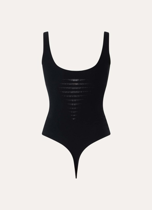 Wolford Slash stringbody met opengewerkt dessin - achterkant 4 zwart