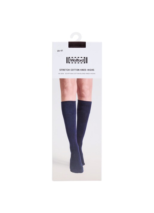 Wolford Stretch kniekousen in katoenblend - voorkant donkerbruin