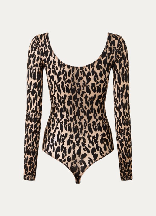 Wolford Stringbody met panterprint - achterkant 4 beige