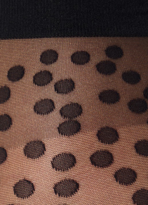 Wolford Sweet Dots panty met stippenprint in 20 denier - detail diepzwart