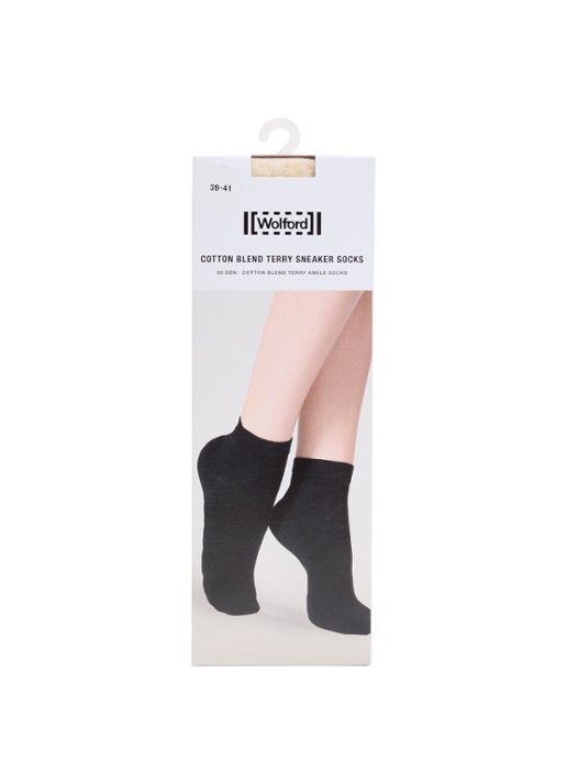 Wolford Terry sneakersokken in katoenblend - voorkant creme