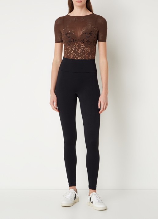 Wolford The Wellness high waist corrigerende legging met structuur - voorkant 3 zwart