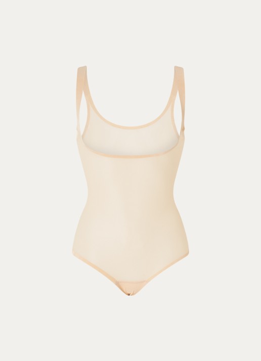 Wolford Tulle corrigerende body van mesh - voorkant beige