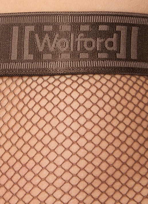 Wolford Twenties  netpanty met logoband - detail 3 donkerbruin