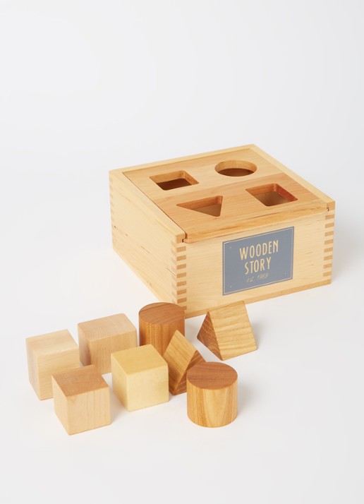 Wooden Story Vormenstoof van hout set van 10 - voorkant 2 beige