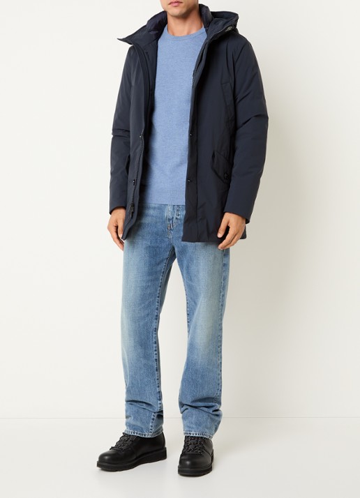 Woolrich Arctic gewatteerde parka met donsvulling en waterafstotende coating - voorkant 4 donkerblauw