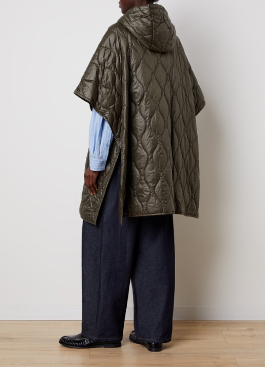 Woolrich Cape met opgestikte zakken en capuchon - achterkant 6 bronsgroen