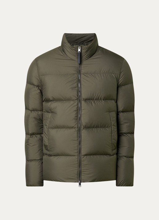 Woolrich Cloud Eagle puffer jack met donsvulling en steekzakken - voorkant 4 donkergroen