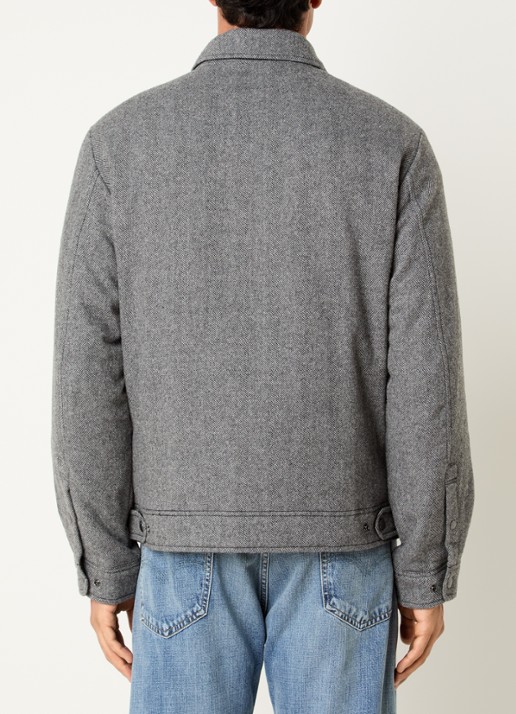 Woolrich Gewatteerd overshirt in wolblend met print - achterkant 4 grijsmele