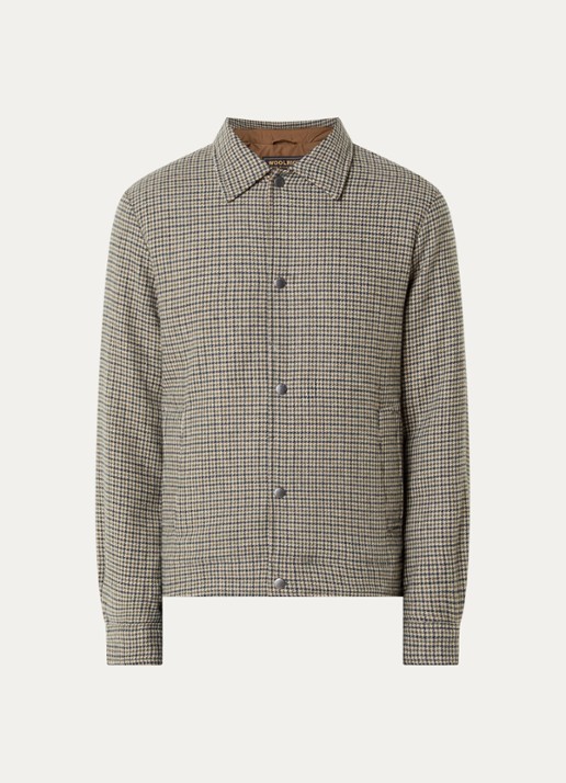 Woolrich Gewatteerd overshirt in wolblend met print - voorkant 3 bruin