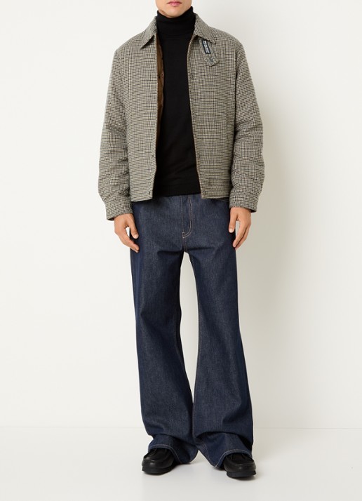 Woolrich Gewatteerd overshirt in wolblend met print - voorkant 4 bruin