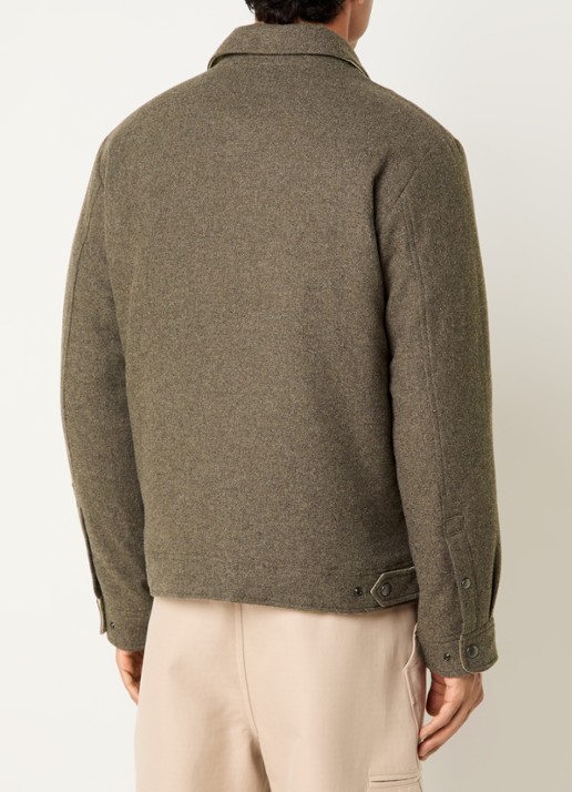 Woolrich Gewatteerd overshirt in wolblend met steekzakken - achterkant 4 taupe