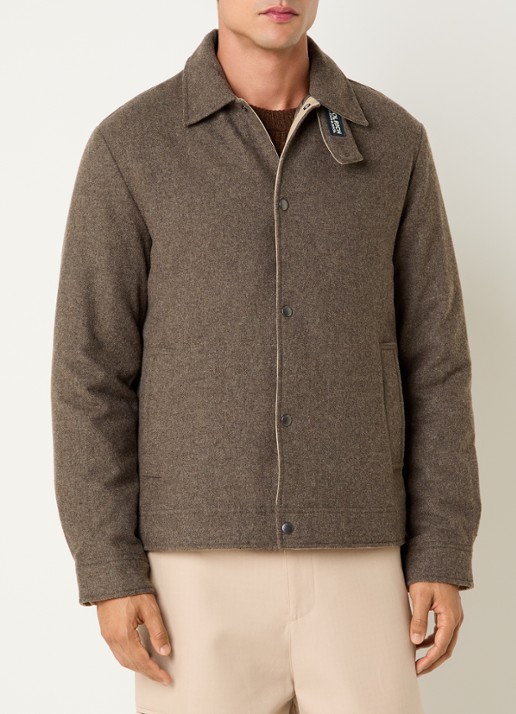 Woolrich Gewatteerd overshirt in wolblend met steekzakken