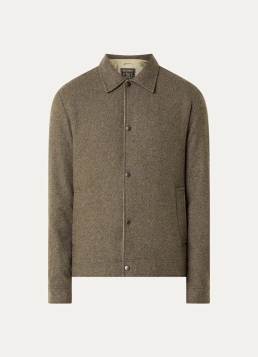 Woolrich Gewatteerd overshirt in wolblend met steekzakken - voorkant 2 taupe