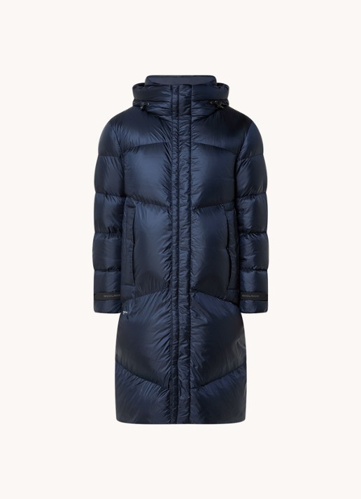 Woolrich Gewatteerde parka met donsvulling en capuchon - voorkant donkerblauw