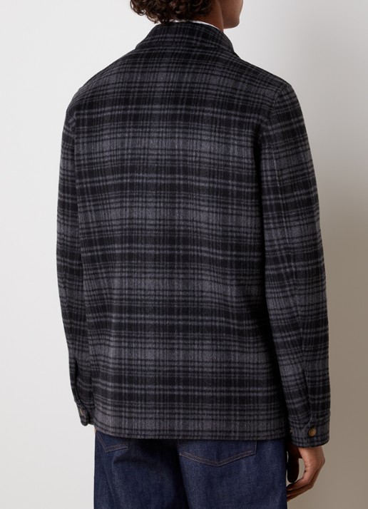 Woolrich Jack in wolblend met klepzakken - achterkant 4 antraciet