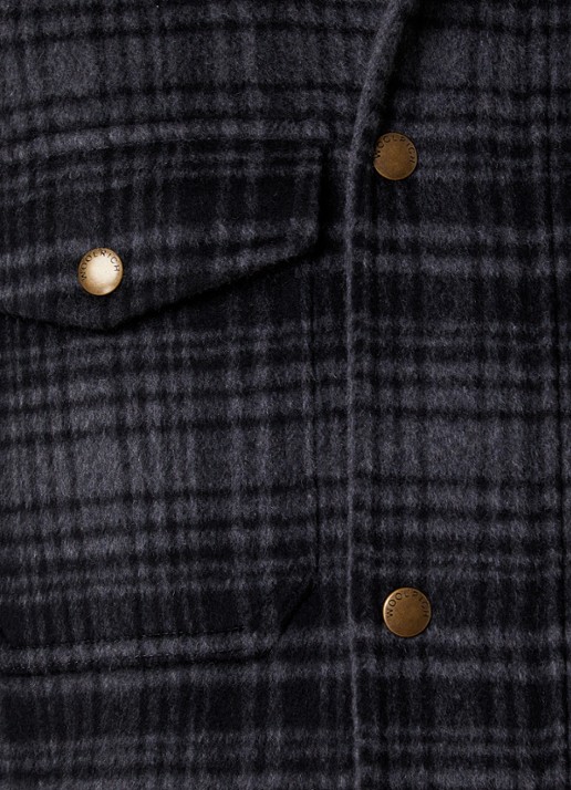 Woolrich Jack in wolblend met klepzakken - detail 3 antraciet