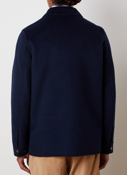 Woolrich Jack in wolblend met klepzakken - achterkant 4 donkerblauw